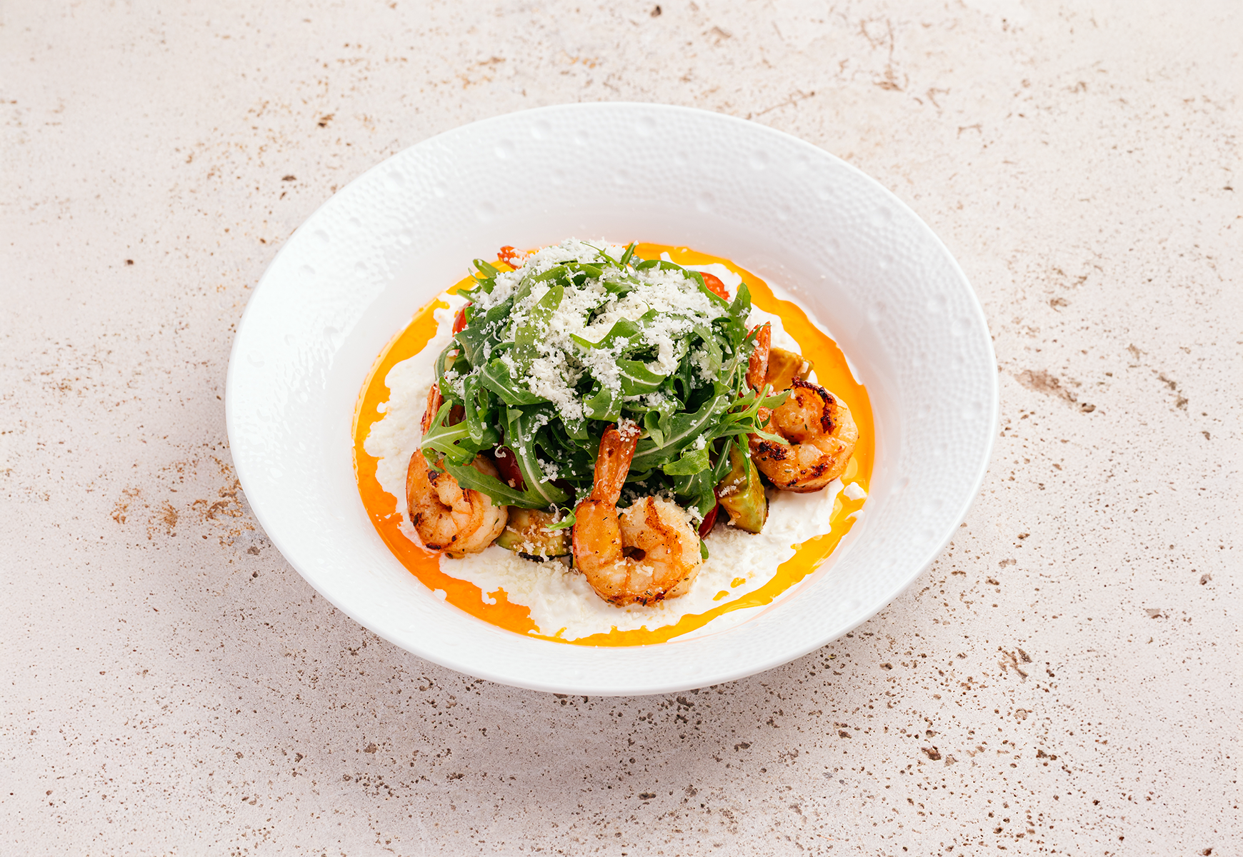 Stracciatella with shrimp